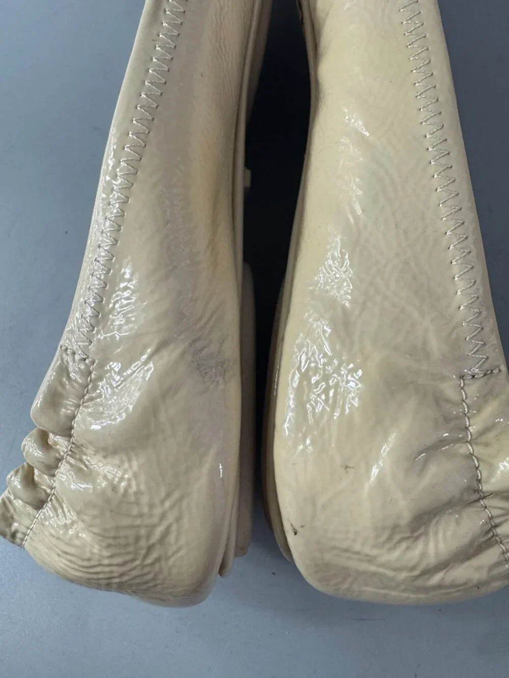 Tory Burch Neutral Patent Leather Ballet Flats, Size 10 M